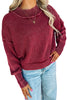 Red Dahlia Drop Shoulder High Neck Ribbed Sweater