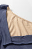 Sail Blue Exposed Stitching Colorblock V Neck Long Sleeve Top