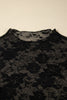 White Plus Size Floral Mesh Long Sleeve Top