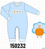 Blue Turkey Embroidery Romper