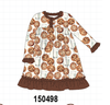 Brown Milk Cookie Print Ruffle Dress