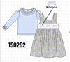 Blue Floral Bow Smocked 2pc Set