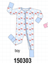 Blue Santa Claus Zip Bamboo Romper
