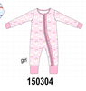 Pink Santa Zip Bamboo Romper