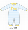 Blue Excavator Applique Stripe Romper
