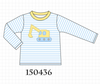 Blue Excavator Applique Stripe Top