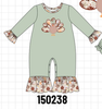 Sage Turkey Applique Ruffle Romper