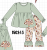 Sage Turkey Applique Ruffle Pants Set