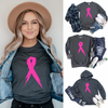 Breast Cancer Ribbon - Direct to Film (DTF) - Graphic Tee Dark Gray