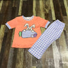 PLAID CARROT & BUNNY UNISEX PANT SET