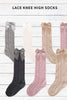 Lace cable bow knee high socks